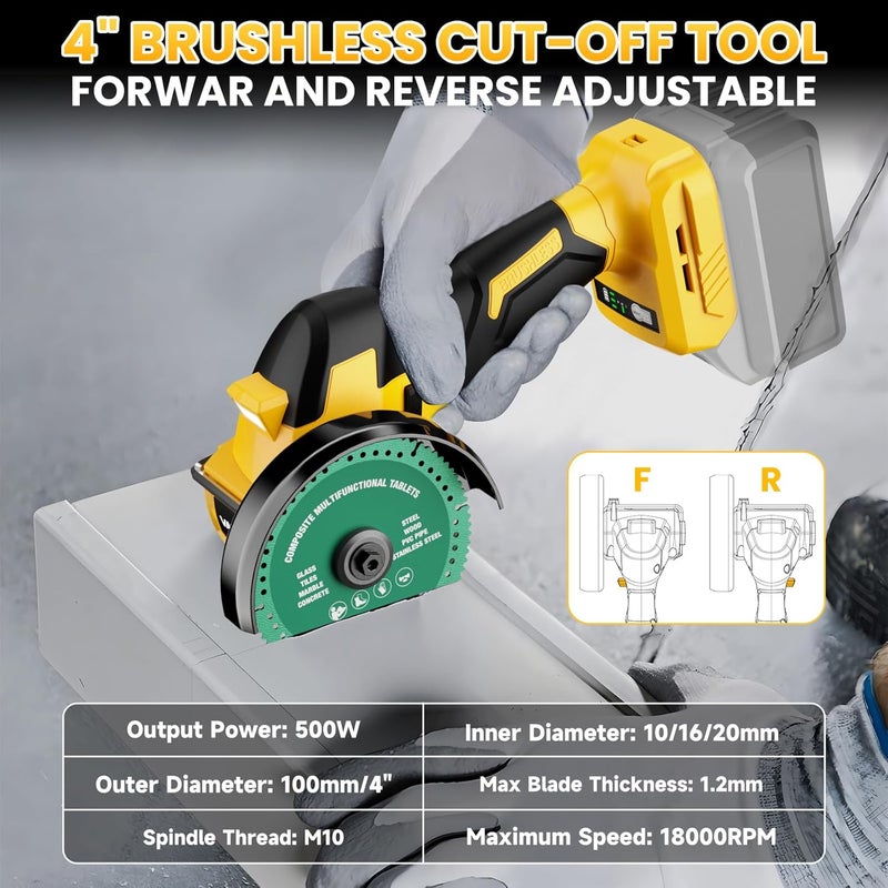 VAXCANZE أداة قطع لاسلكية متوافقة مع بطارية DeWalt 20V Max، محرك بدون فرشاة بسرعة 18,000 دورة في الدقيقة، شفرات 4" (2 قطعة) مع غطاء للغبار، سمك الشفرة الأقصى 1.2 مم للخشب/المعدن/البلاستيك【البطاريات غير مدرجة】 - Image 5
